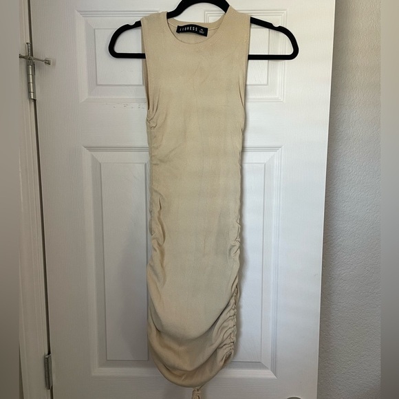 Lioness Cream Ruched Midi Dress - Picture 1 of 5